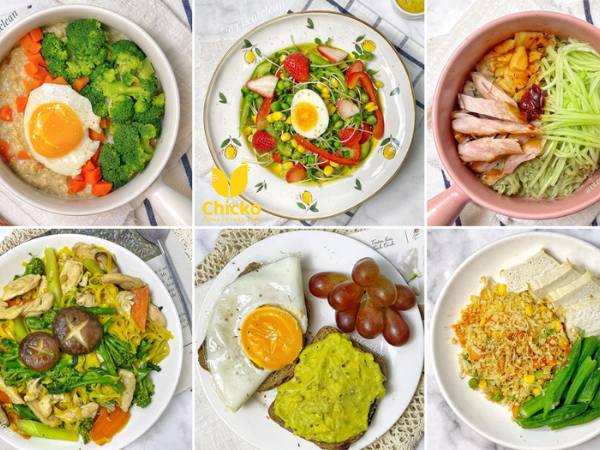 Trứng luộc kết hợp cùng các loại rau củ và thịt