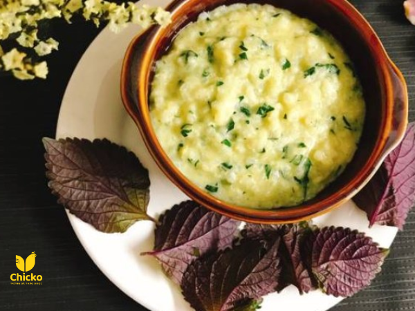 Cháo trứng tía tô